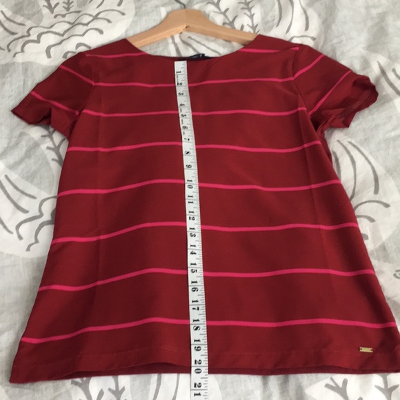 Tommy Hilfiger red/pink stripe satiny t-shirt. Xs - Picture 5 of 5